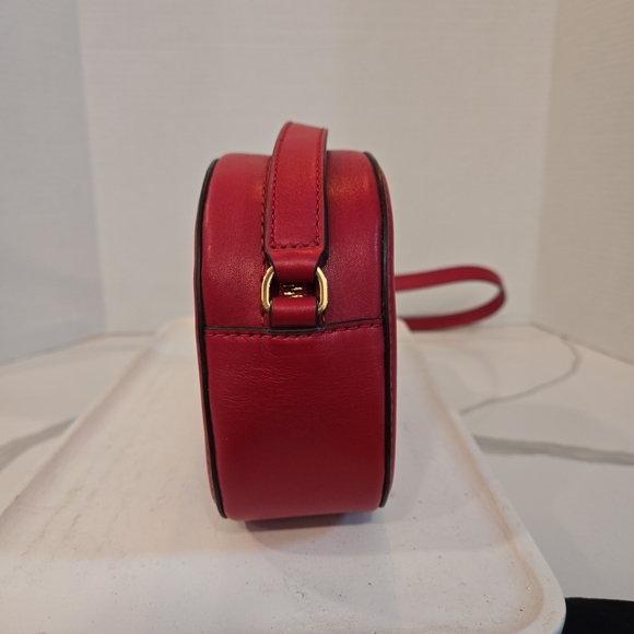 Lauren Ralph Lauren Jordann Red Leather Mini Crossbody Bag - Picture 8 of 10